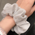 1Pcs Star Print Chiffon Large Intestine Hair Rope For Headdress Girls/Elastic Hair Ties/Rope Ponytail Holder White. 