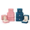 Velvet Jewelry Box Elegant Blue/Pink Ring Box Pendant Box for Gift Wedding Engagement Travel Home Display. 