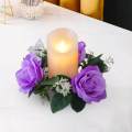 Candle Rings Wreaths, Small Wreath, Pillar Candle Holder, 23cm Artificial Floral, Flower Garland for Window,. 