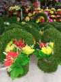 Artificial Home Decoration Flower Basket ,Artificial Grass Attached with WOOD Pot For Home And Office Decoration green. 