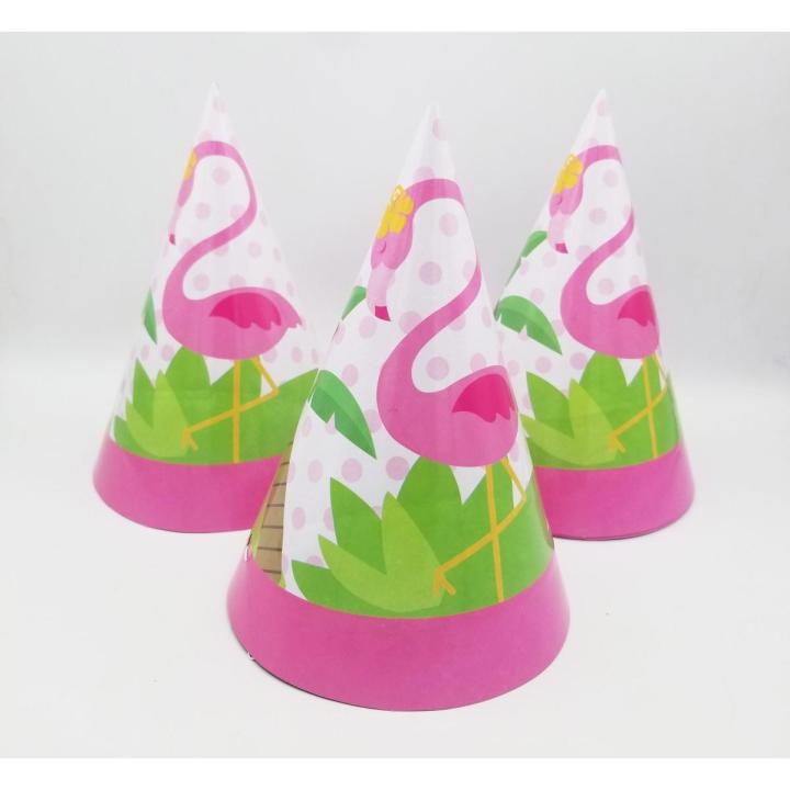 FLAMINGO THEME BIRTHDAY PARTY CAPS PACK OF 10 BIRTHDAY CAPS