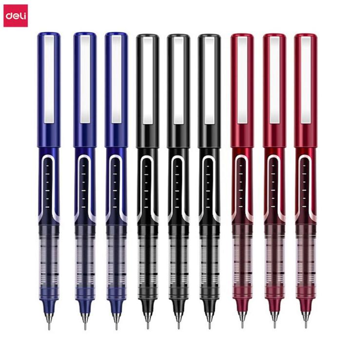 Deli Rollerball Pens, 0.5mm Quick-drying Liquid Ink Stick Ballpoint Blue Gel Pens for Adult Kids Writing Note Taking