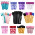 purple-50 pcs/set Eyebrow Mascara Wand Eyelash Spoolie Brushes Mix Disposable Lash Wands Eyelash Extension Brush Makeup Tools. 