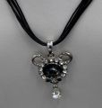 stainless steel &Blue Crystal Rhinestone Pendant Black dori Necklace For girl women high quality black. 
