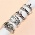 Retro Ring Unique Fashion Exaggerated Punk Ring 5PCS Set Men's Ring for Goth Jewelry Gift-giving Streetwear Fashionistas Punk Enthusiasts Accessorizing. 