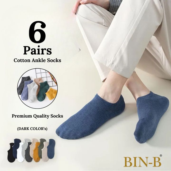 BIN-B%20%206%20Pairs%20Cotton%20Ankle%20Socks%20For%20Men%20Women%20-%203%20Random%20colors%20-%20Image%204
