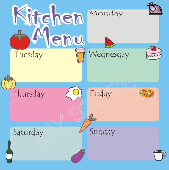 Kitchen%20Menu%20Plan%20Chart%20Vinyl%20Sticker%20With%20Board%20Pen%20Kitchen%20Home%20Decor%20-%20Image%202