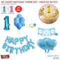 Happy Birthday Balloons & Bunting Banner Flag Theme Set For " I Am 1 Today " First Birth Day & Born Day Celebration Party Event Aluminum Foil Mylar, Sold Balloon Decoration Rooms, Lawn, Lounge, Halls Photo Booth Prop Decor Party Supplies Ballon. 