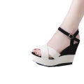 Women Ladies Mixed Colors Buckle Peep Toe Wedges Casual  platform wedge sandals fish mouth waterproof shoe. 