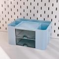 Box With Sticker Student Office Desk Decoration Pen Holder With Drawer Multifunction Desktop Organizer Stationery Storage. 