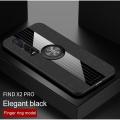 icasecover for OPPO Find X2 Pro Black Hard Case Hybrid Shockproof Fabric Silicone Splicing Color Car Magnetic Ring Buckle Back Cover. 