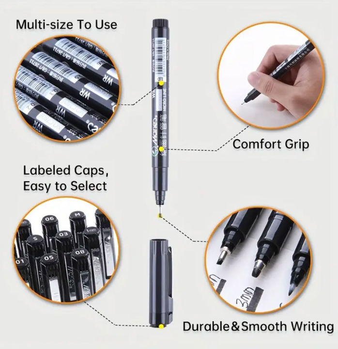Marie%E2%80%99s%20Black%20Micro-Line%20Pen%20Fineliner%20Ink%20Pens%20Waterproof%20Needle%20Hook%20Line%20Pen%20For%20Writing%20Drawing%20Design%20Manga%20Sketching%20Available%20in%204%20sizes%20-%20Image%203