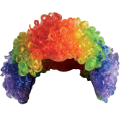 Clown Wig & Mask Set | Rainbow Afro Wig + White Clown Face Mask with Red Nose | Halloween, Circus & Funny Party Costume for Kids & Adults. 