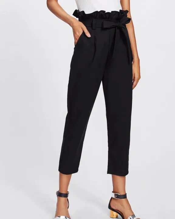 Black%20Tie%20Waist%20Culottes%20Pant%20for%20Women%20-%20Image%203