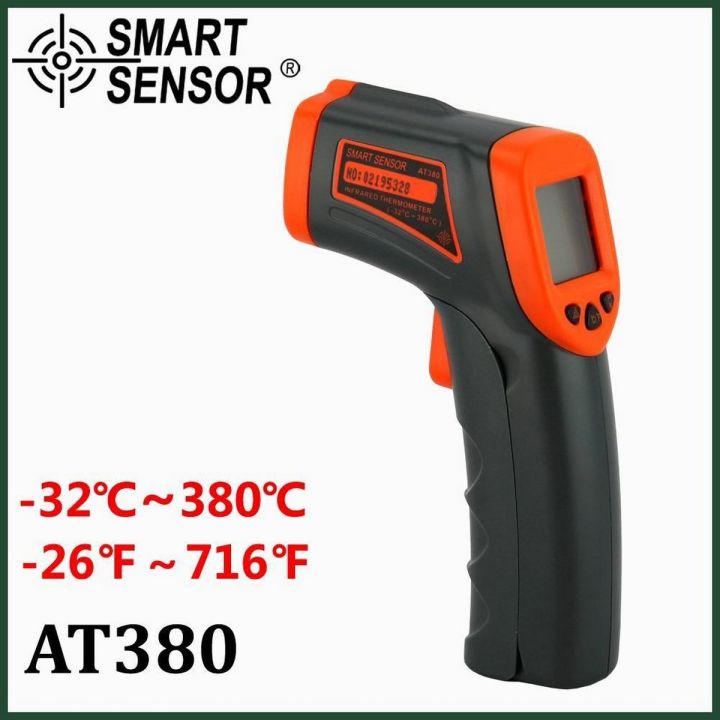 AT380 Digital Infrared Thermometer LDC IR -32~380 C Non-Contact IR aquarium Laser Pyrometer temperature Thermometer Meter