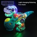 Green forest Glowing Dinosaur Toy Transparent Design Parent-child Interactive Kids Glowing Gear Dinosaur Toy. 