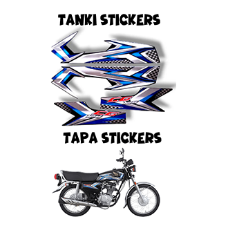 Stickers for 125cc Bike|2pcs Tanki Stickers + 2pcs Tapa Stickers | 125 Stickers Kit | Honda 125 Tanky Tapy Stickers | Honda 125 Sticker Kit 2025 Black Color| Durable and Stylish Bike Decals | Fuel Tank and Side Cover Stickers