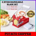 Potato Chips Cutter - French Fries Potato Chipper Machine - Interchangeable Steel Blades - 25 & 49 pieces - French Fry Potato Chipper + 2 Blades - Vegetable Fries Cutter - Homemade Chips Maker. 