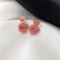 Dainty Pink  Earrings Gift-ready Sparkling  Heart Studs Hypoallergenic Fashionable Cute Earrings for Daily Wear Party Accessory Women's Gift Fashion Statement Birthday Present. 