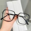 Retro Square Simple Anti-Blue Glasses with One Piece Nose Pads Non-Slip Flexible Temples for Plain Makeup Decorative Glasses. 