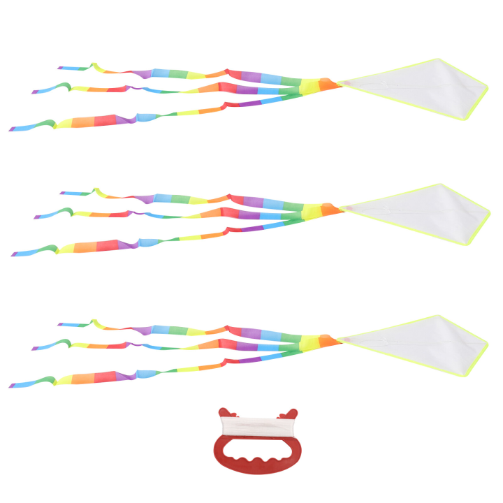 【Daily Necessities For Anyone Store】3 Sets Toy Kids White Paper Kite Fly Line Color DIY Painting Outdoor Cloth Child