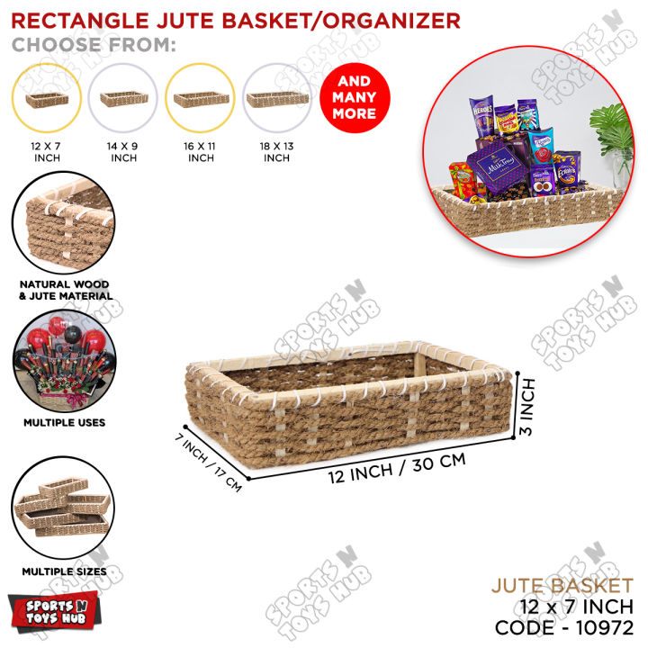 Rectangle Jute Gift Basket Collection, Snacks, Organizer, Container. Weddings Party Decor Supplies, Engagments, Shadi, Nikkah, Mehendi, Tokri, Sundries Storage, Gifts, Home Decoration, Indoor & Outdoor Festival & Events