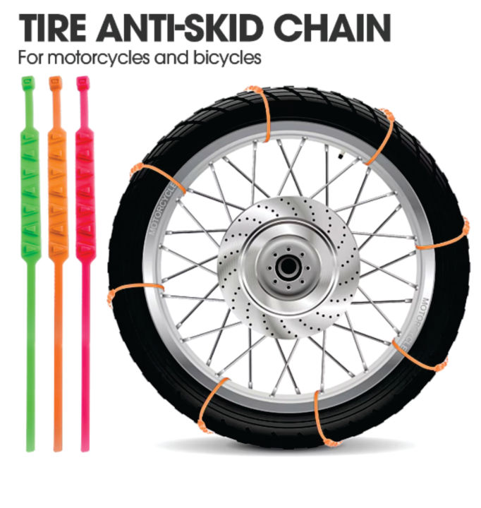 Pack Of 10 Anti-Skid Emergency Snow Wheel Chain for Motorcycle and Bike