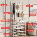 Multi-Function 5 Layers Shoe & Coat Rack with Hanger, Living Room Clothes Metal Storage Rack, Easy-to-Assemble Simple Storage Rack, Other Miscellaneous Items Storage Shelf, Suitable for Entrance, Bedroom, Living room and Bathroom. 