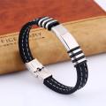 Fashion Titanium Steel Wristband Silicone Bracelet Cool Bangle Men Jewelry Gift. 
