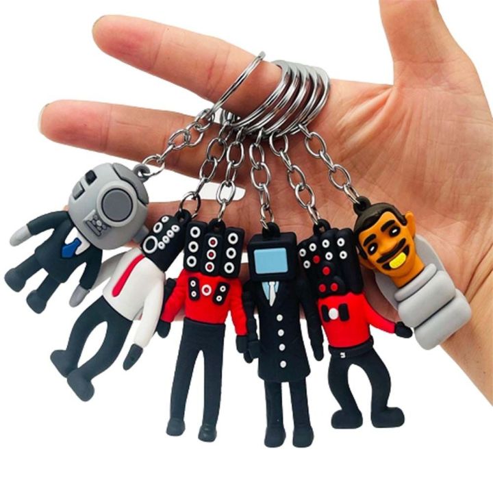 Skibidi Toilet Keyring Skibidi Toilet Anime Skibidi Toilet Keychain Skibidi Bop Bop Tv Man Camara Man Skibidi Dop Toy Pendant Trinket PVC Skibidi Toilet PVC Keyring Key Ring Gift