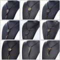 Cowboy Leather Necklace for Men Bolo Tie Flower Indian Chief Eagle Rodeo Western Manmade Leather Mens Necklaces Wholesale DUNM10. 