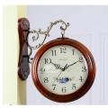 Wall Clock Outdoor Station Garden Hallway Double Sided Wall Mount Clock Retro. 