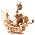 Laser cutting diy sailing ship toys assembly model 3d wooden puzzle toy. 