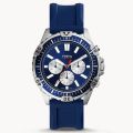Fossil Garrett Blue Dial Chronograph Blue Silicone Strap Watch For Men FS-5709. 