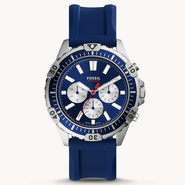 Fossil Garrett Blue Dial Chronograph Blue Silicone Strap Watch For Men FS-5709