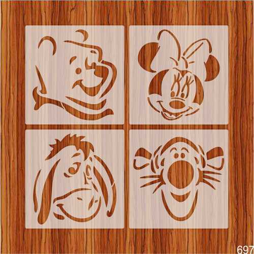 Teddy Bear and Monkey Mouse Face Stencil Used for Painting on Wood, Canvas, Paper, Fabric, Wall, Kids Stencil