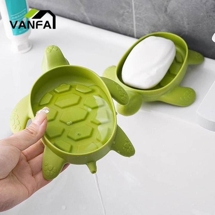 Soap Box with Groove Design Cute Turtle Shape Soap Holder Tray -slip Bathroom Storage for Home Kitchen Supplies Non-stick Soap Box
