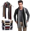 New Outdoor Winter Warm Scarf For Men Classic Cashmere Scarves Soft Kinted Scarf Fashion Striped Long Tassel Neckwarmer 2022. 