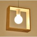 Wooden Hanging Lamp for Room - Square Shape Rustic Wood Ceiling Lights - Pendant Lamp - LED Lights. 