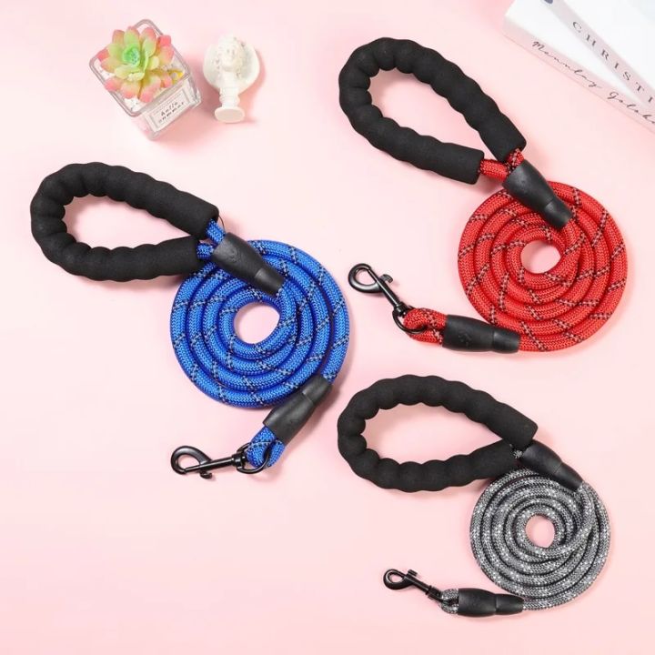 New 1.5m 2m 3m Reflective Leash Dog Long Pet Leash Strong Lead Outdoor Training Puppy Small Medium Large Big Dogs Lanyard Rope