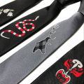 Men's embroidered tie JK zipper lazy easy to pull Korean version of the wedding personality mark logo narrow tie 5CM. 