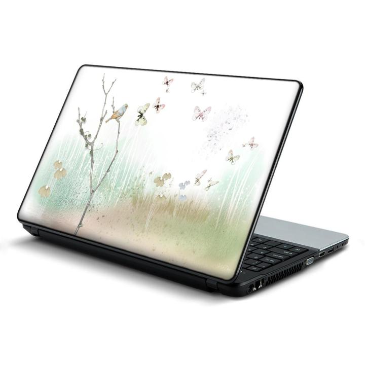 Soft World Of Summer, Firefox persona, grass, bird, flowers Laptop Skin Vinyl Sticker Decal, 12 13 13.3 14 15 15.4 15.6 inch Laptop Skin Sticker Cover Art Decal Protector Fits All Laptops
