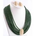 Green Jewelry Set with Center Golden Stone For Women - Green. 