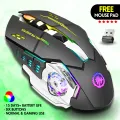 【Triple Mode】 High-Quality Wireless Bluetooth Gaming Mouse RGB with 6 Buttons & 3-Levels DPI Control - Breathing LED Light 2.4G Optical Wireless Mouse with MousePad & Side Buttons for Girls PC, Gaming, Laptop, Pubg, Mobile, Windows OS. 