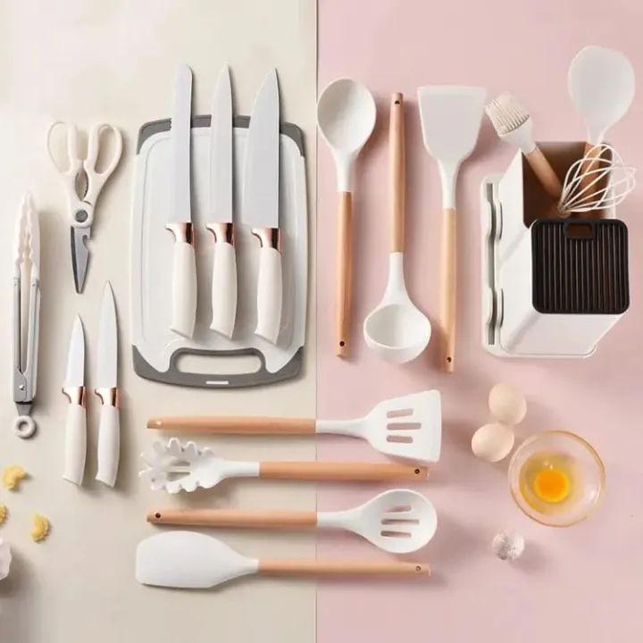 19PCS%20Silicone%20Kitchenware%20Cooking%20Utensils%20Set%20Random%20Colours%20Non-stick%20Cookware%20Spatula%20Kit%20Heat%20Resistant%20Wooden%20Handle%20Kitchen%20Cooking%20Tool%20-%20Image%205