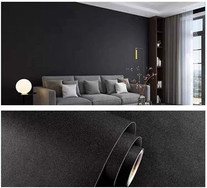 Matte%20Black%20Wallpaper%20Peel%20and%20Stick%20Wallpaper%20Vinyl%20Self%20Adhesive%20Decorative%20Film%20for%20Furniture%20Kitchen%20Counter%20Top%20Cabinets%20(12"%20X%2060")%20-%20Image%204
