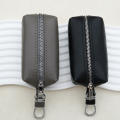 Zipper Key Holder Stylish Leather Soft Key Pouch Mini Large-Capacity Keychain Wallet For Men Women Travel Use. 