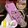 [With Tempered Glass]Casing SAMSUNG A03 5g phone case Softcase Electroplated silicone shockproof Protector Smooth  Cover new design aesthetic with holder Rabbit DDMTSL01. 