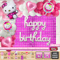 Hello Kitty Cat Foil Balloon Arch With Happy Birthday Foil Letter Theme Collection, Kitten Cat Cartoon Shape Foil Balloon,  Latex Baloon, Arch Tape, Glue Dot, Rectangle Curtain Baby Birthday Celebration, Inflatable Party Supplies, Girls & Boys : j1MrZTc7k. 