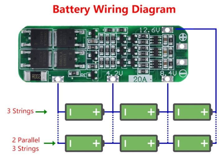 3S 20A BMS 18650 Li-Ion Lithium Charger Module BMS Protection Board 11.1V 12V 12.6V Module